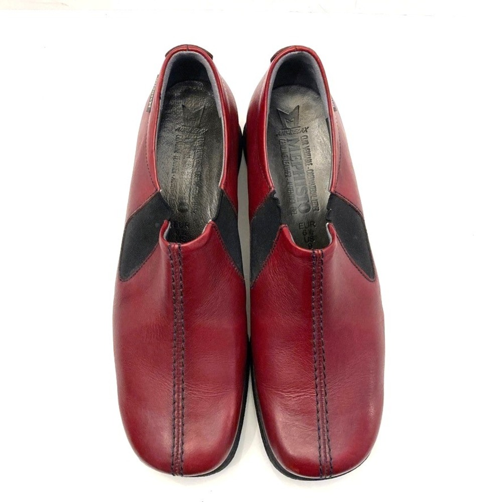 Mephisto Red Leather Loafers Womens 9 UK 6.5 Comfort Stretch Euro